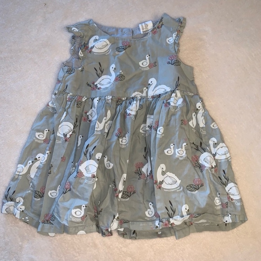 H&M Swan Print Dress 4-6 Months